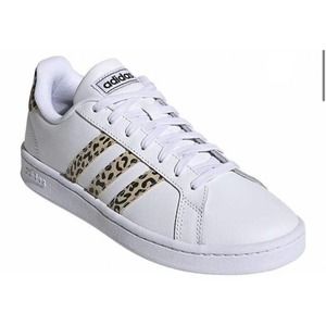 adidas Grand Court White Leopard Sneakers Sz 9 1/2